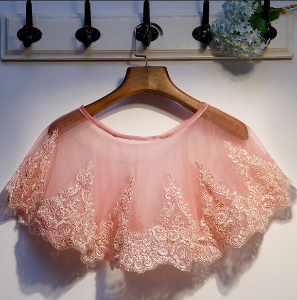 Embroidery Pashmina - Women's embroidery pink mesh Pashmina Female