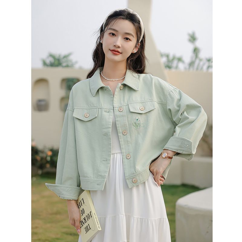 Fashion Pink Denim Jacket Wome - Embroidery Jacket Jeans recension och pris