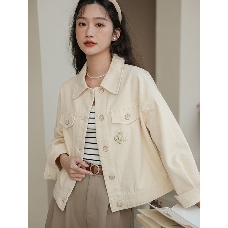 Fashion Pink Denim Jacket Wome - Embroidery Jacket Jeans recension och pris