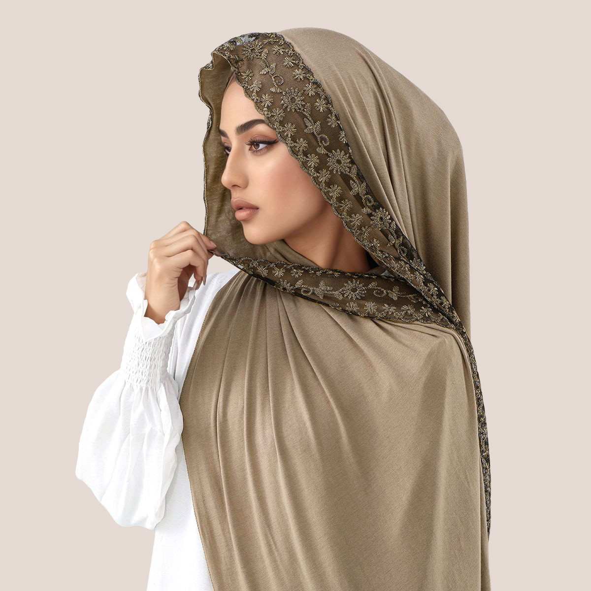 Lace Embroidery Cotton Jersey  - Embroidery Hijab recension och pris