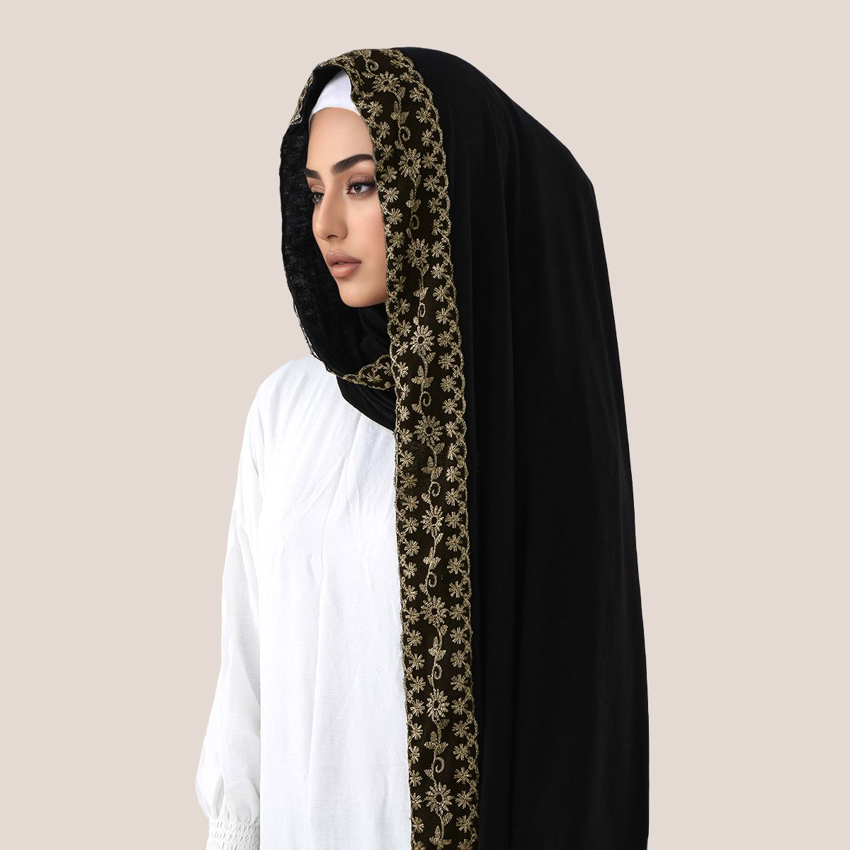 Lace Embroidery Cotton Jersey  - Embroidery Hijab recension och pris