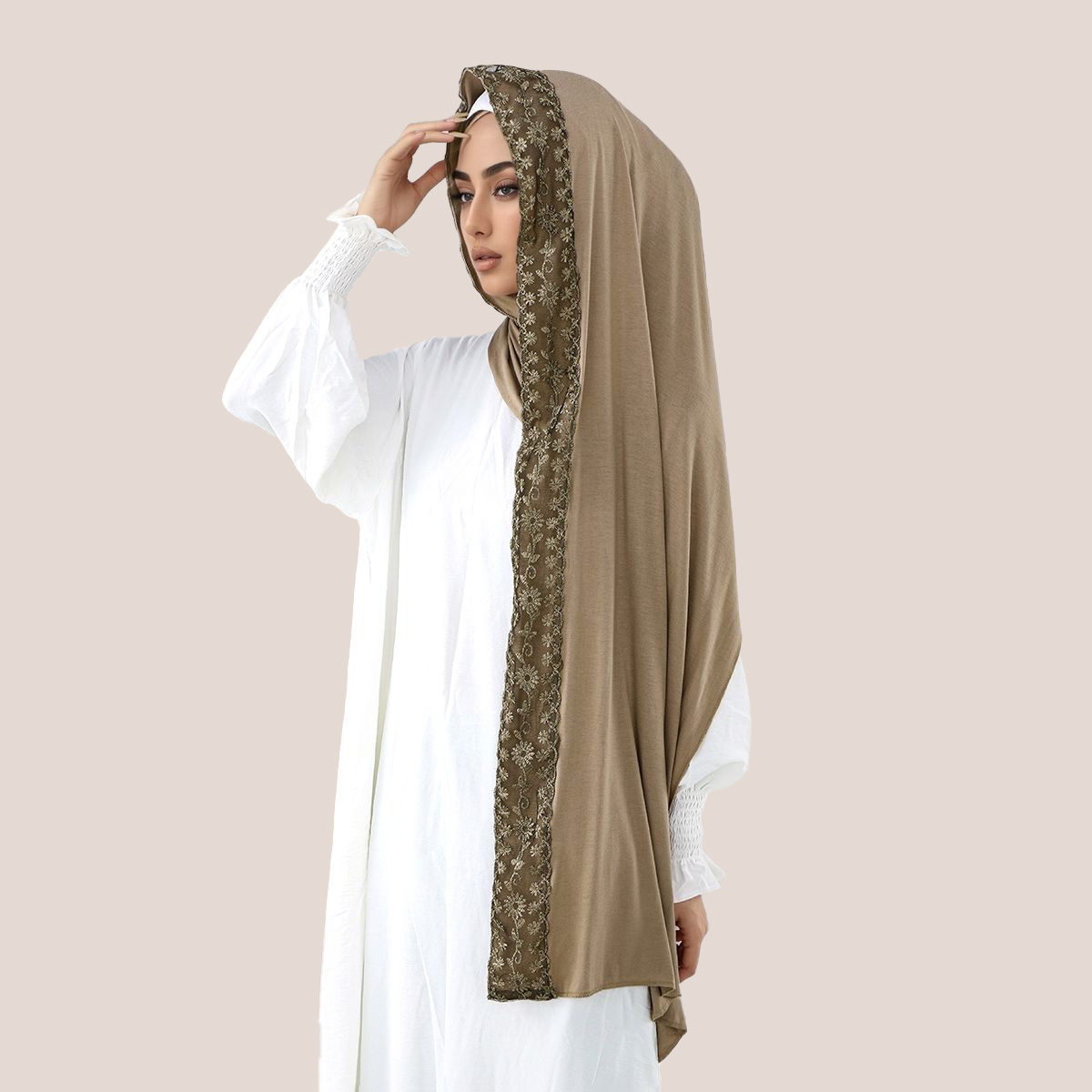 Lace Embroidery Cotton Jersey  - Embroidery Hijab recension och pris