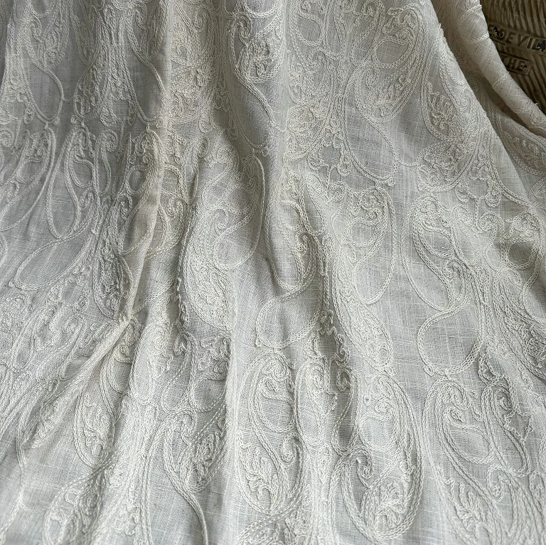 Pure linen base fabric with co - Embroidery Chain Stitch recension och pris