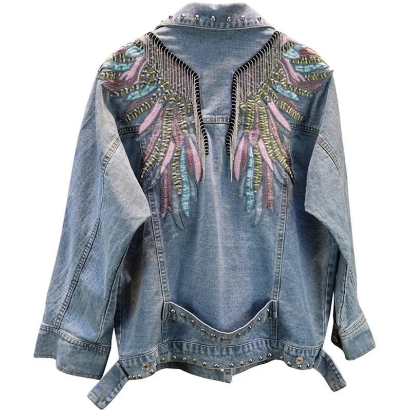 2026 New AutumnFashion Rivet W - Embroidery Jacket Jeans recension och pris