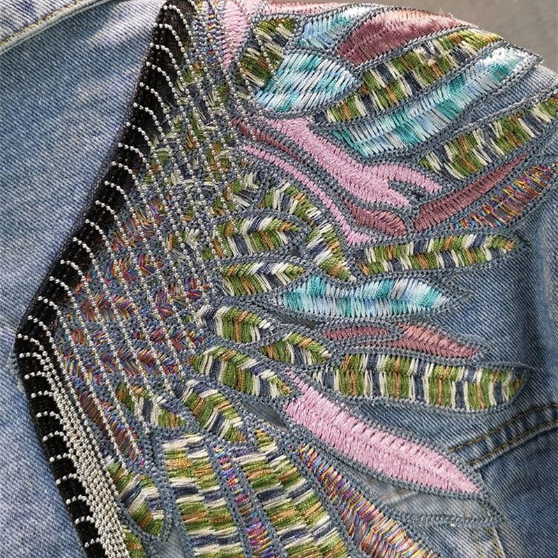 2026 New AutumnFashion Rivet W - Embroidery Jacket Jeans recension och pris