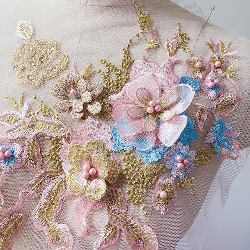 3D Flowers Beaded Lace Fabrics - Embroidery Flower Pattern recension och pris