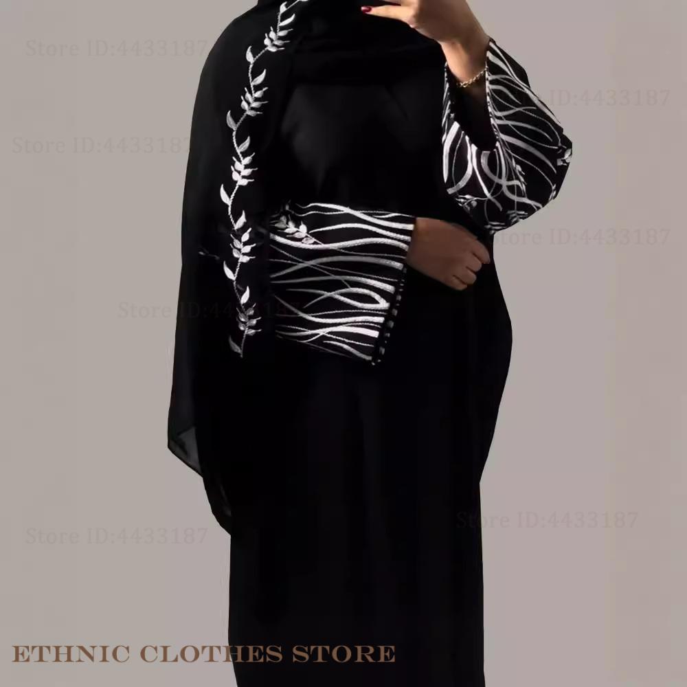 Muslim Women Dress Elegant Bla - Embroidery Kaftan recension och pris