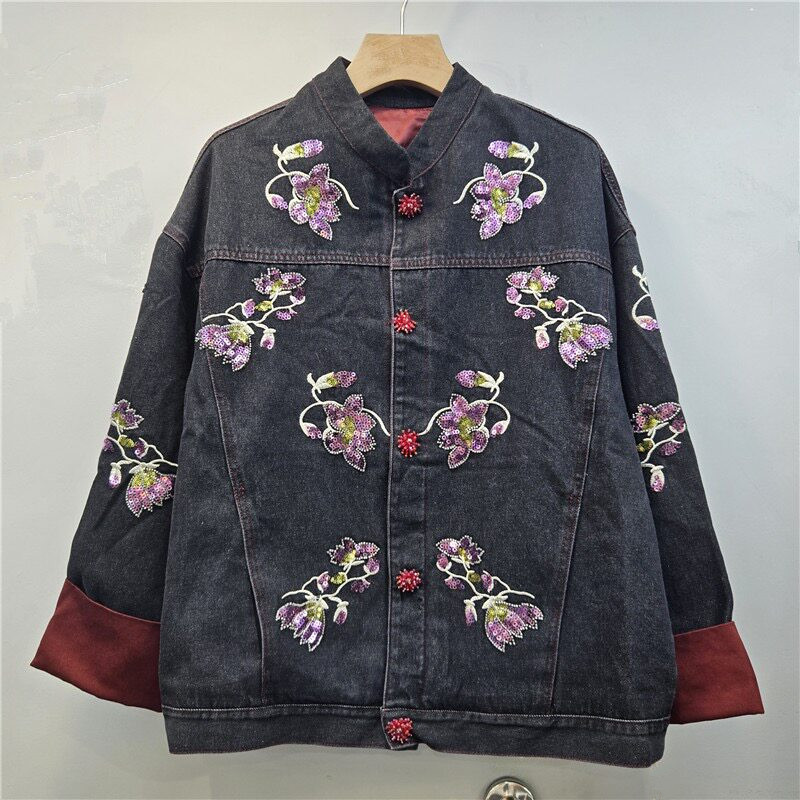 Heavy Work Sequins Flower Embr - Embroidery Jacket Jeans recension och pris