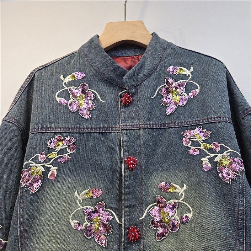 Heavy Work Sequins Flower Embr - Embroidery Jacket Jeans recension och pris