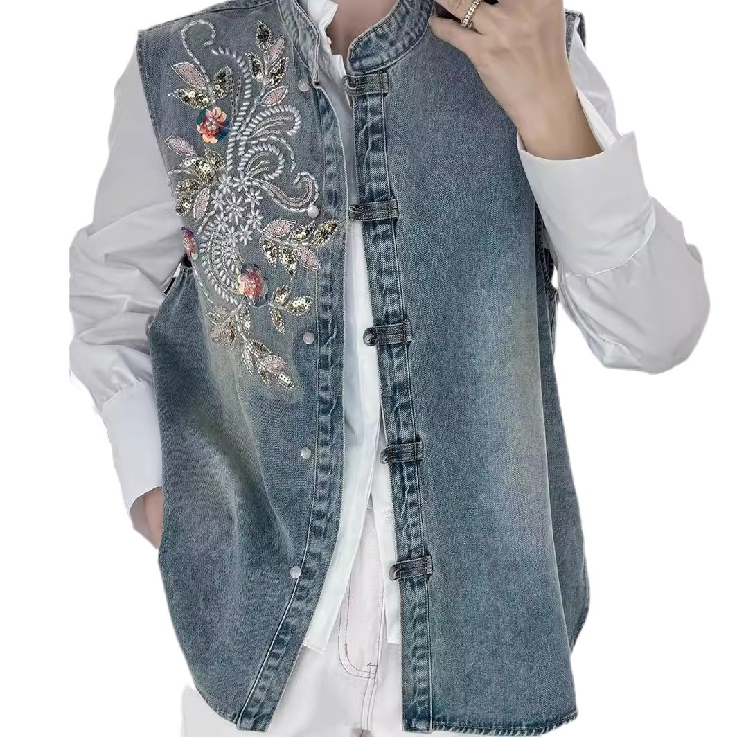 Denim Coats Women Vests Coat R - Embroidery Jacket Jeans recension och pris