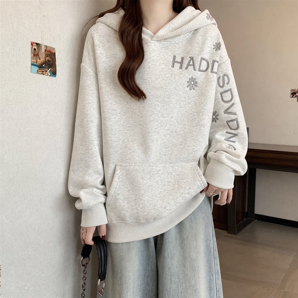 Solid Color Women's Hoodie Fas - Embroidery Letter N recension och pris