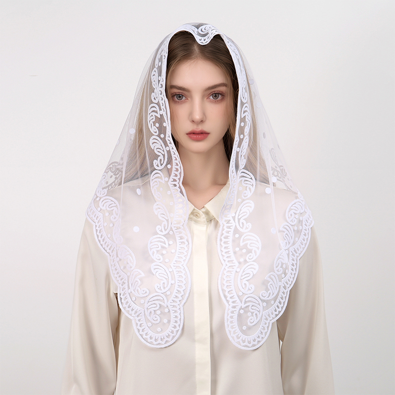 1Pc Women's Elegant Solid Colo - Embroidery Hijab recension och pris