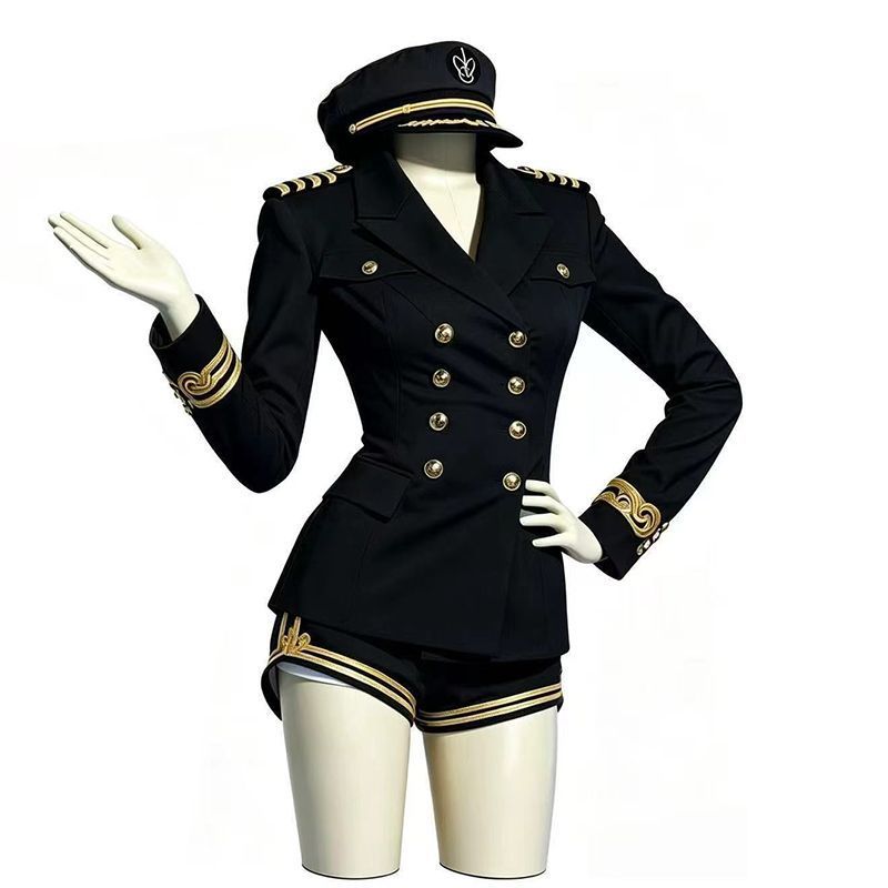 Women Black White Sailor Capta - Embroidery Gold recension och pris